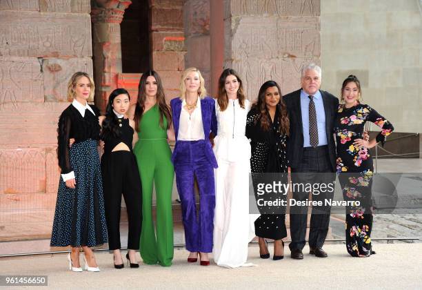 The cast and filmmakers Sarah Paulson, Awkwafina, Sandra Bullock, Cate Blanchett, Anne Hathaway, Mindy Kaling, Gary Ross and Olivia Milch attend...