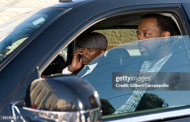 Tyrese Gibson and Charlie Mack attend the Teddy Pendergrass memorial service at the Enon Tabernacle Baptist Church on January 23, 2010 in...