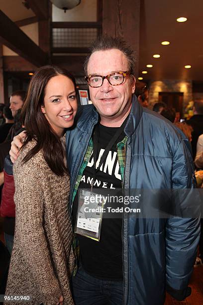 Ashley Groussman and Actor Tom Arnold attend the Sundance Gersh Brunch during the 2010 Sundance Film Festival at Greenhouse Actors Lodge on January...