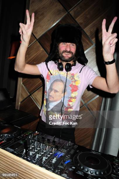 Host/writer Frederic Beigbeder performs at the Russian New Year Party Special DJ Tzar Frederic Beigbeder the Arc Club on January 12, 2010 in Paris,...