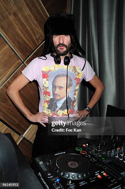 Host/writer Frederic Beigbeder performs at the Russian New Year Party Special DJ Tzar Frederic Beigbeder the Arc Club on January 12, 2010 in Paris,...