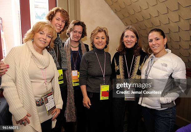 Pat Mitchell, Sandy Herz, Cara Mertes, Senator Barbara Boxer, Sally Osberg and Nicole Boxer attend Board Brunch during the 2010 Sundance Film...