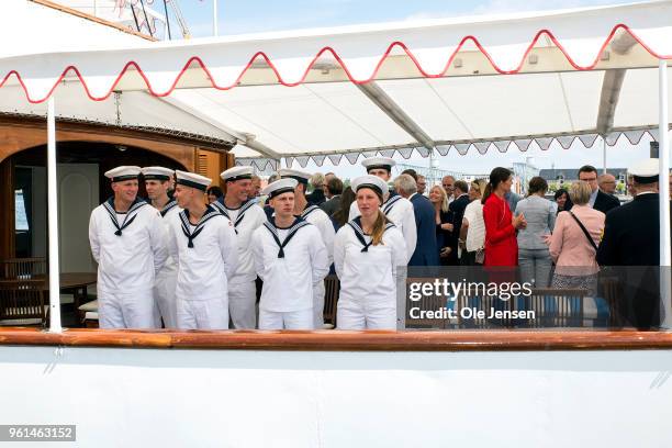 General view during the reception on the Royal Yacht Dannebrog on the occasion of the 50th birthday celebration of The Crown Prince Frederik of...