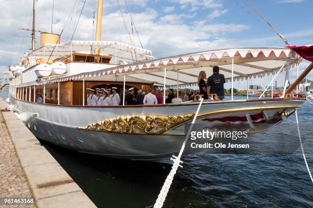 General view during the reception on the Royal Yacht Dannebrog on the occasion of the 50th birthday celebration of The Crown Prince Frederik of...