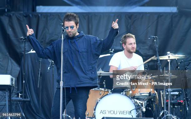 Liam Gallagher performing at the London Stadium in the Queen Elizabeth Olympic Park in London.
