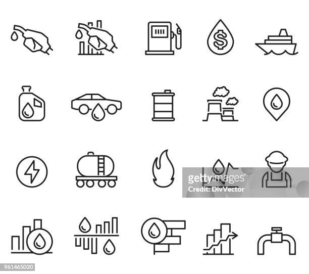 ilustrações de stock, clip art, desenhos animados e ícones de oil industry icon set - gas station