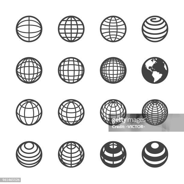 globe and communication icon - acme series - equator stock illustrations