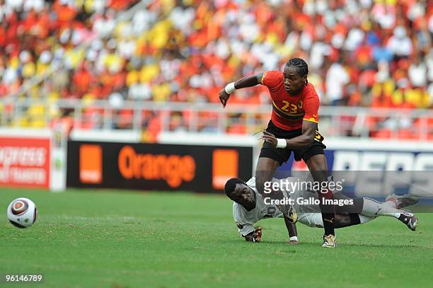 Manucho of Angola and Kwadwo Asamoah of Ghana during the Africa Cup of Nations Quarter Final match between Angola and Ghana from the November 11...