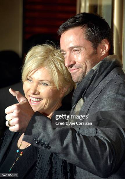 Actor Hugh Jackman and wife Deborra Lee Furness attend the opening of "A View From The Bridge" on Broadway at the Cort Theatre on January 24, 2010 in...