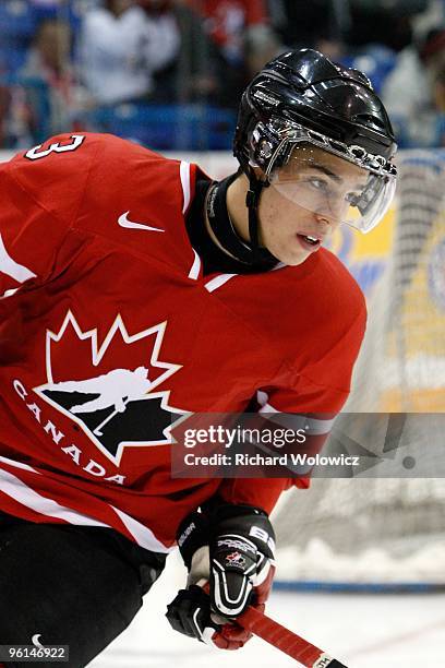 Travis Hamonic of Team Canada skates during the 2010 IIHF World Junior Championship Tournament Semifinal game against Team Switzerland on January 3,...