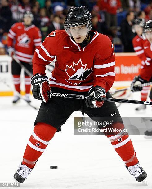 Gabriel Bourque of Team Canada skates during the 2010 IIHF World Junior Championship Tournament Semifinal game against Team Switzerland on January 3,...