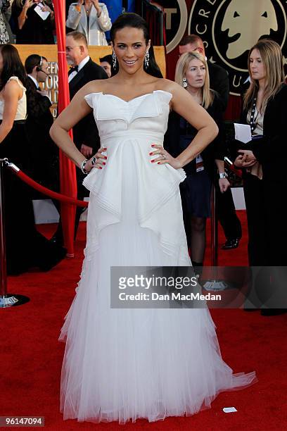 Actress Paula Patton arrives at the 16th Annual Screen Actors Guild Awards held at the Shrine Auditorium on January 23, 2010 in Los Angeles,...