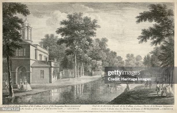 Chiswick House, Hounslow, London, 1750. 'A view of the back part of the Cassina and part of the Serpentine River terminated by the cascade in the...