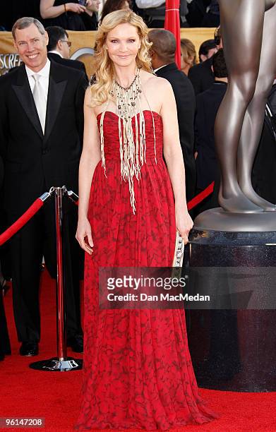 Actress Joan Allen arrive at the 16th Annual Screen Actors Guild Awards held at the Shrine Auditorium on January 23, 2010 in Los Angeles, California.