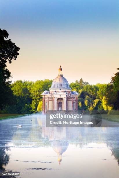 The Pavilion, Wrest Park Gardens, Silsoe, Bedfordshire, c2000-c2017. View across the Long Water looking towards the Baroque Pavilion designed by...