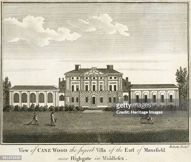 Kenwood House, Hampstead, London, 1770. 'View of Cane Wood, the superb villa of the Earl of Mansfield near Highgate in Middlesex'. View of the south...
