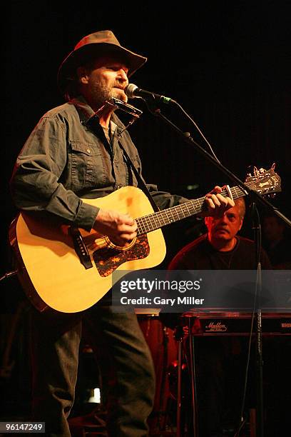 Butch Hancock performs with the Flatlanders at the ''Help Us Help Haiti'' benefit concert at the Austin Music Hall on January 24, 2010 in Austin,...