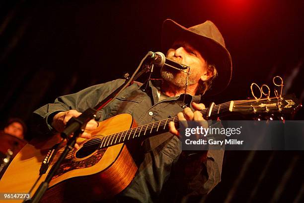 Butch Hancock performs with the Flatlanders at the ''Help Us Help Haiti'' benefit concert at the Austin Music Hall on January 24, 2010 in Austin,...