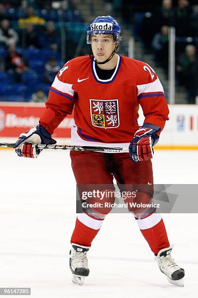 Jan Kovar of Team Czech Republic skates during the 2010 IIHF World Junior Championship Tournament Relegation game against Team Latvia on January 3,...