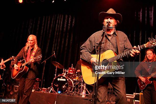 Jimmy Dale Gilmore and Butch Hancock perform with the Flatlanders at the ''Help Us Help Haiti'' benefit concert at the Austin Music Hall on January...