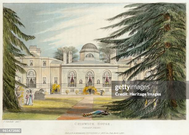 Garden front of Chiswick House, Hounslow, London, 1823. No.4 of Ackermann's Repository of Arts. From the Mayson Beeton Collection. Artist Unknown.
