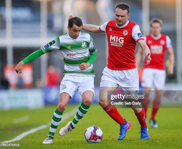 Dublin , Ireland - 22 May 2018; Sean Kavanagh of Shamrock Rovers in action against Conan Byrne of St Patrick's Athletic during the SSE Airtricity...