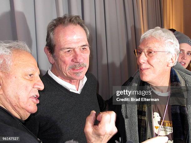 Ron Galella and Tommy Lee Jones attend the premiere of "Smash His Camera" at the Temple Theater on January 23, 2010 in Park City, Utah.