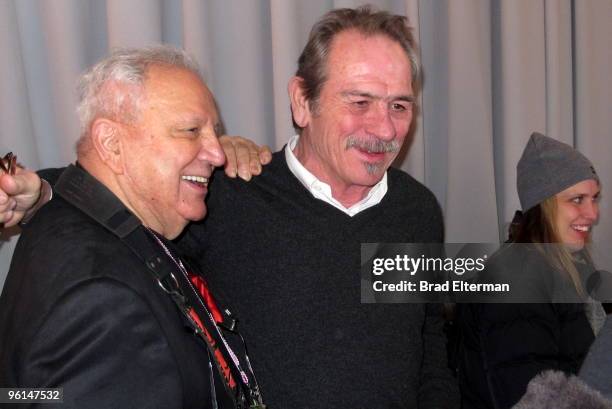 Ron Galella and Tommy Lee Jones attend the premiere of "Smash His Camera" at the Temple Theater on January 23, 2010 in Park City, Utah.