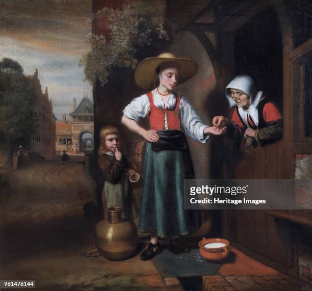 The Milkwoman', 1655-1659. Painting in Apsley House, London. Artist Nicolaes Maes.