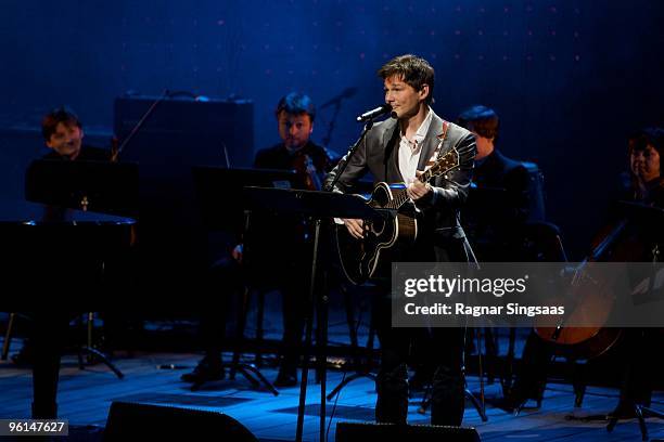 Morten Harket of A-ha performs at a Haiti Fund Raiser at the Oslo Opera House on January 24, 2010 in Oslo, Norway.