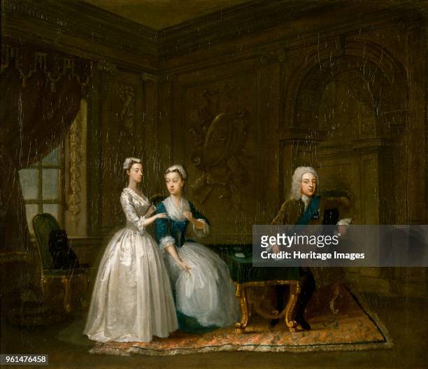 Portrait of John, 2nd Duke of Montagu, his Wife and their Younger Daughter', circirca 1730. Painting in Marble Hill House, Richmond-upon-Thames,...