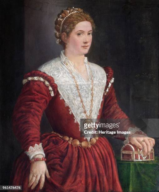 Portrait of an unknown lady, circirca 1560s. Painting in Apsley House, London. Inscribed Catherine Cornaro , but no likeness. Artist Venetian School.