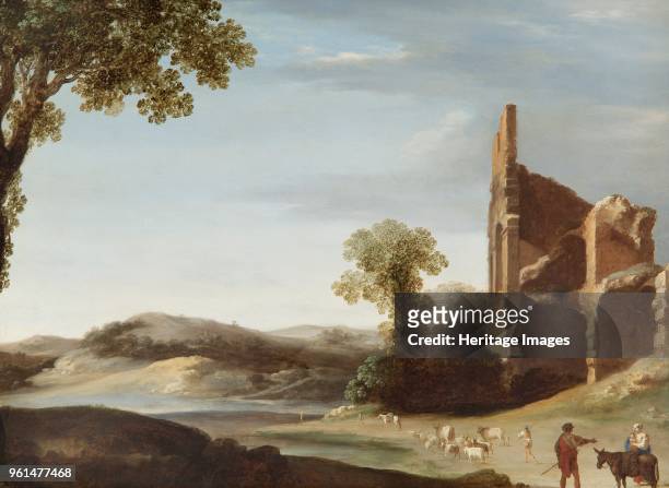 Landscape with Classical Ruins and Figures', circirca 1630. Painting in Apsley House, London, possibly from the Spanish Royal Collection captured by...