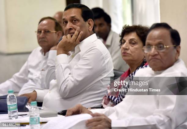 Former MP Ramesh Kumar , Former Delhi PWD Minister Rajkumar Chouhan , Former Delhi Health Minister Kiran Walia look on during the monthly DPCC...