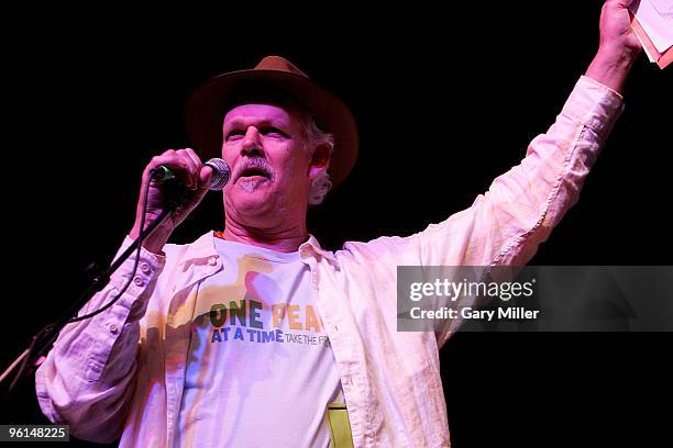 Humorist/social activist Turk Pipkin Emcee's during the "Help Us Help Haiti Benefit Concert" at the Austin Music Hall on January 24, 2010 in Austin,...