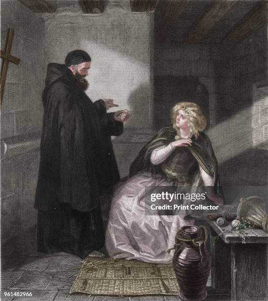 Juliet in the Cell of Friar Lawrence, 1867. After a work by Edward Matthew Ward . From the 'Imperial Edition of The Works of Shakespere', published...