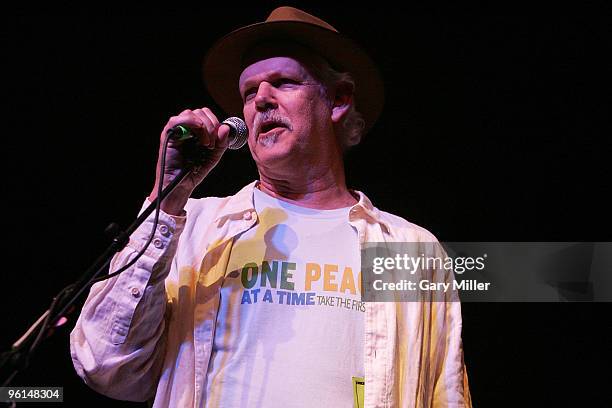 Humorist/social activist Turk Pipkin Emcee's during the "Help Us Help Haiti Benefit Concert" at the Austin Music Hall on January 24, 2010 in Austin,...