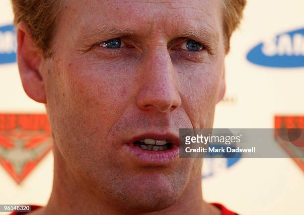 Matthew Knights Coach of the Bombers addresses media during an Essendon Bombers AFL training session at Windy Hill on January 25, 2010 in Melbourne,...