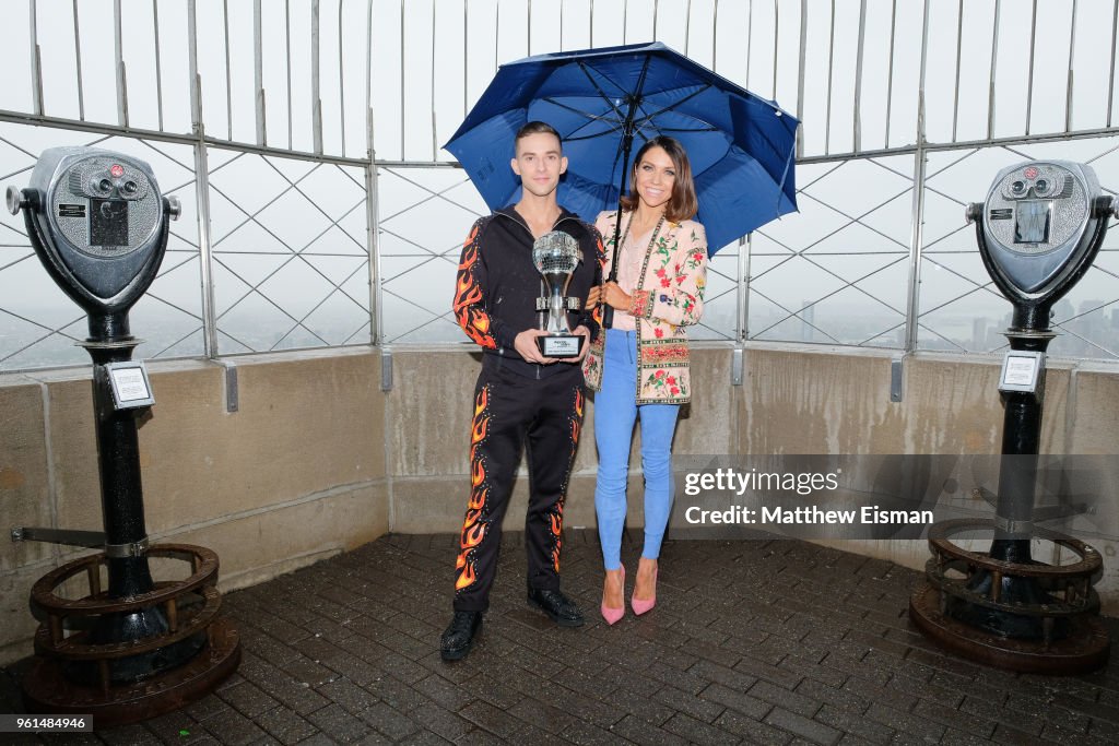 Adam Rippon & Jenna Johnson Visit Empire State Building To Celebrate DWTS Finale