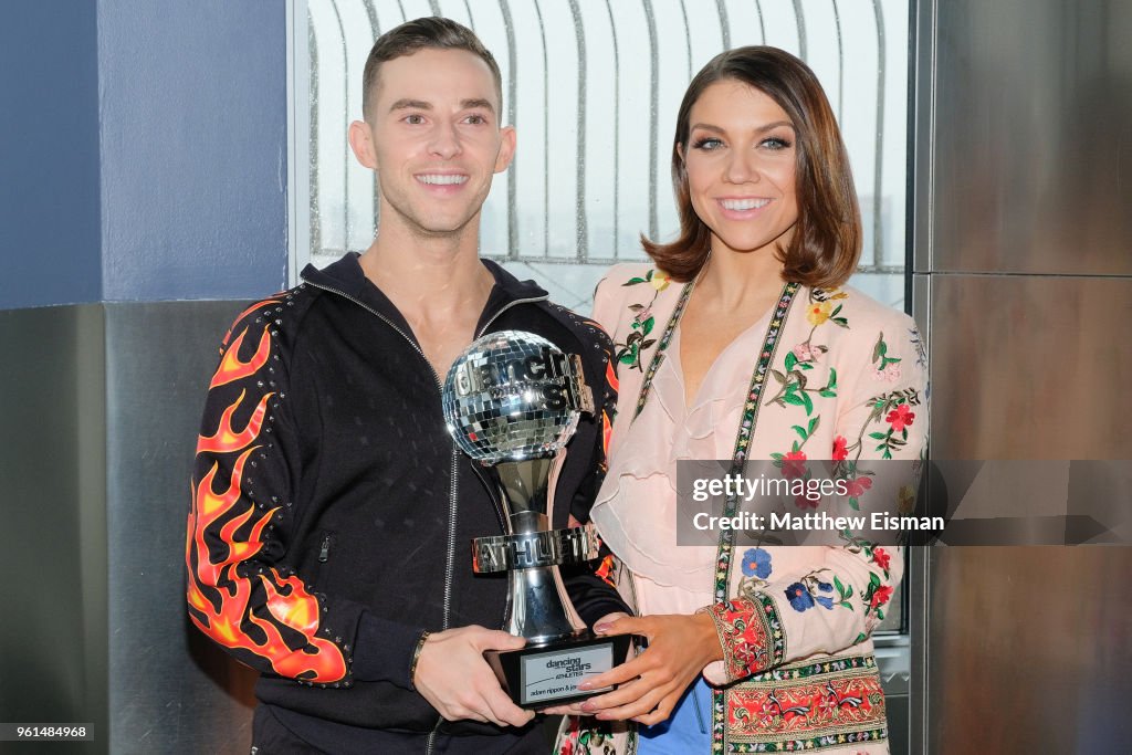 Adam Rippon & Jenna Johnson Visit Empire State Building To Celebrate DWTS Finale