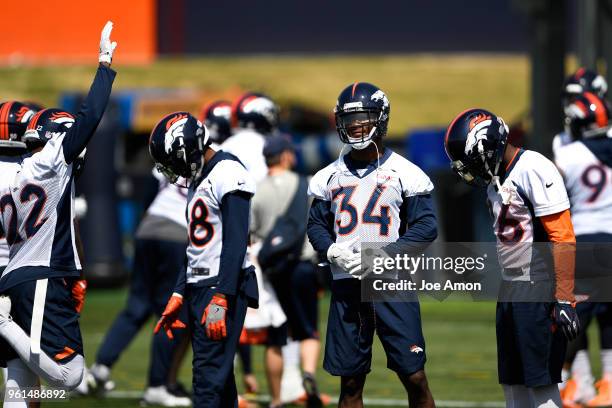 Denver Broncos defensive back Will Parks ready for the morning session of the first day of Broncos OTA's at the UCHealth Training Center in...