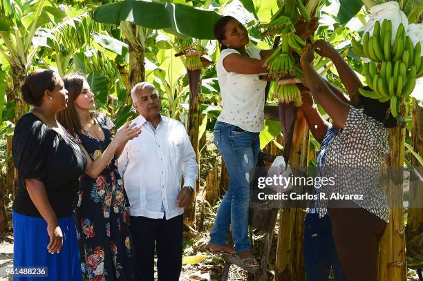 Queen Letizia of Spain visits a banana cooperative on May 22, 2018 in Azua, Dominican Republic. Queen Letizia of Spain is on a two day visit to...