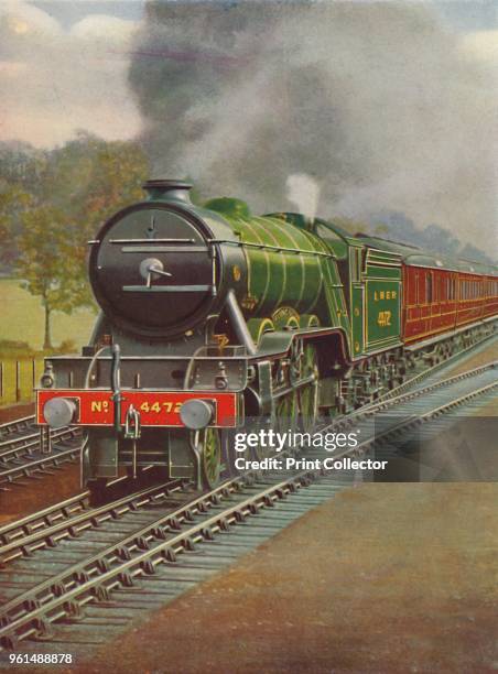The Flying Scotsman Passing Hadley Wood, L.N.E.R.', 1926. From a photograph by F. E. Mackay. From My Railway Book, No. 40, by Cecil J. Allen. [John...