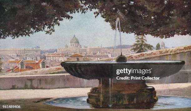 Rome. Beyond the buildings below this hill, the Pincio, rises the dome of S. Peter's on the farther bank of the Tiber. Here were once the gardens of...