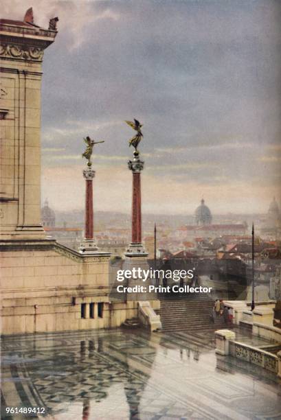 Rome. The monument to King Victor Emmanuel II. Upon the Capitol commands the city northward to S. Andrea della Valle and S. Peter's', circa 1930s....