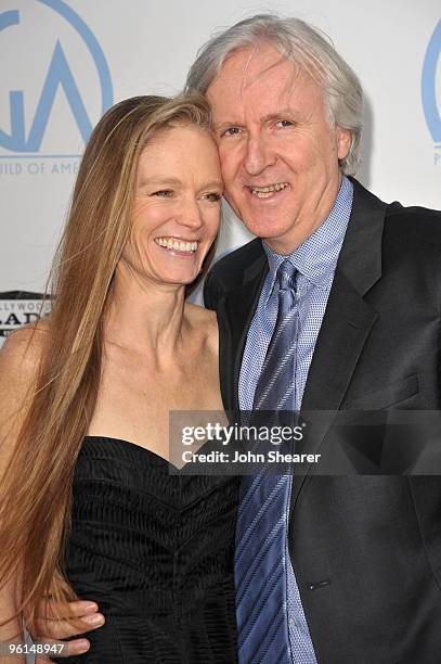 Director James Cameron and Suzy Amis arrive at the 2010 Producers Guild Awards held at Hollywood Palladium on January 24, 2010 in Hollywood,...