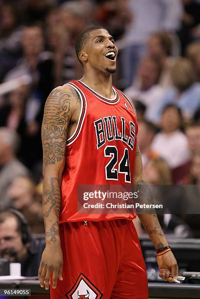 Tyrus Thomas of the Chicago Bulls during the NBA game against the Phoenix Suns at US Airways Center on January 22, 2010 in Phoenix, Arizona. The...