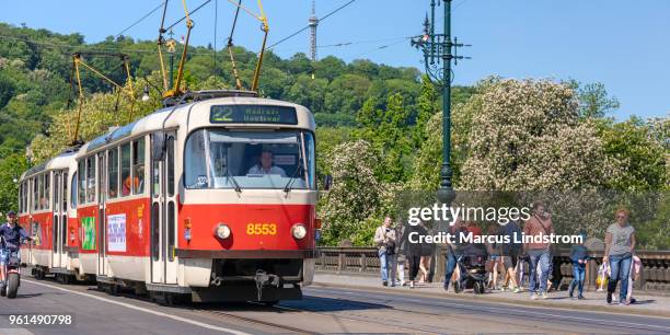 tram in prague - prague tram stock pictures, royalty-free photos & images