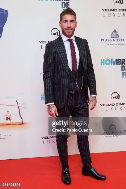 Spanish football player of Real Madrid Sergio Ramos attends the 'Hombre De Fe' premiere at Yelmo cinema on May 22, 2018 in San Sebastian de los...