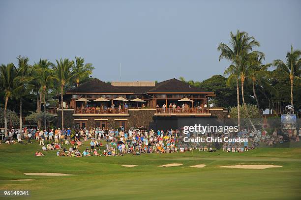 View of the 18th green during the final round of the Mitsubishi Electric Championship at Hualalai held at Hualalai Golf Club on January 24, 2010 in...